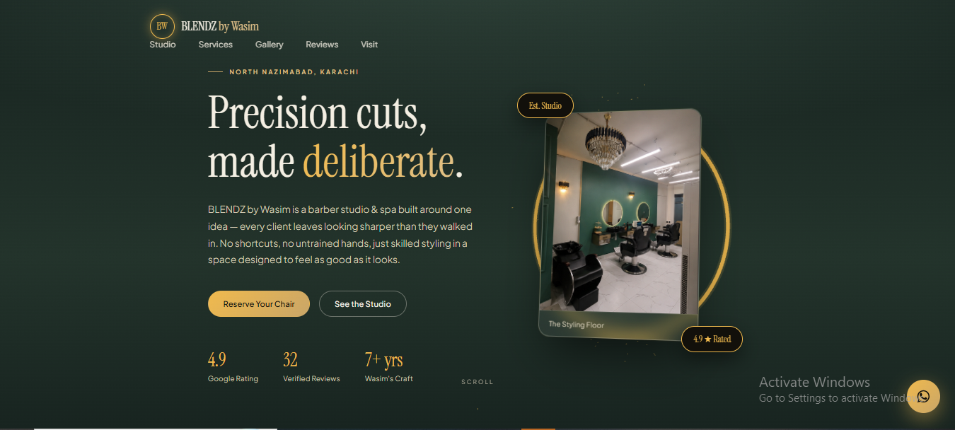 BLENDZ by Wasim Barber Studio and Spa Website by Vanta Studios