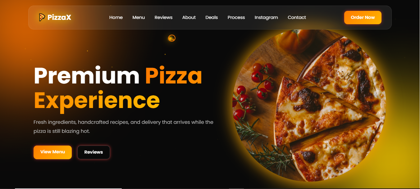 PizzaX Luxury Restaurant Website Design and Motion UI by Vanta Studios